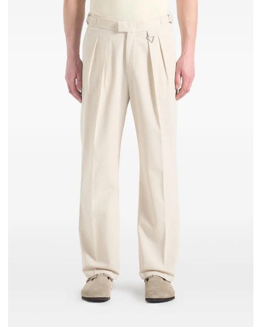 Manière De Voir Natural Pierre Pleated Tailored Linen Trousers for men