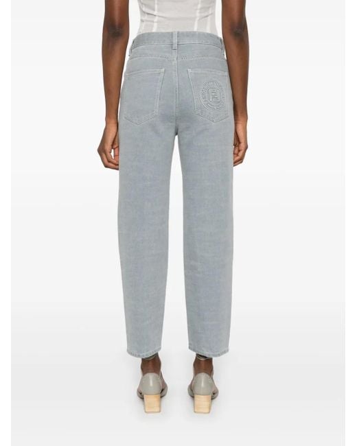 Fendi Blue Denim Cotton Cropped Jeans