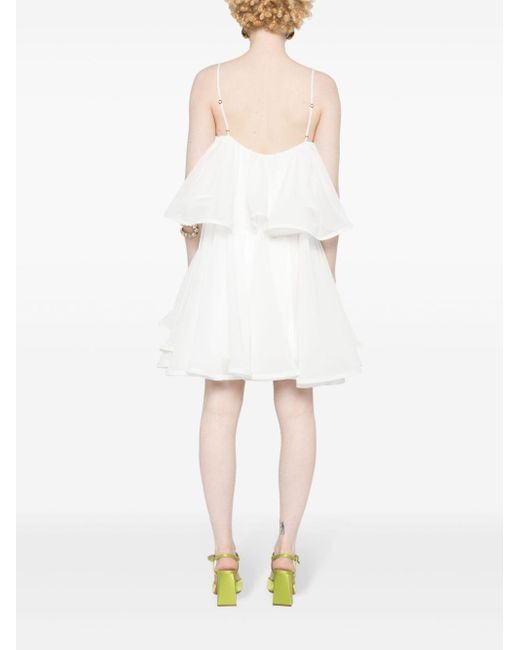 Nissa Layered Chiffon Mini Dress White