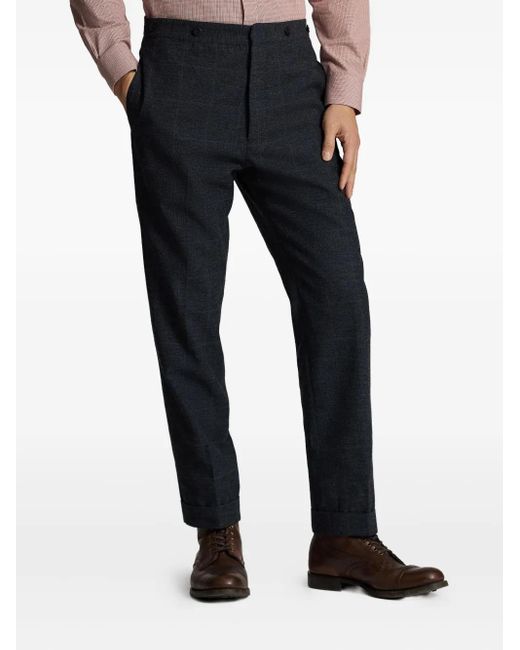RRL Blue Checked Button-Fastening Trousers for men