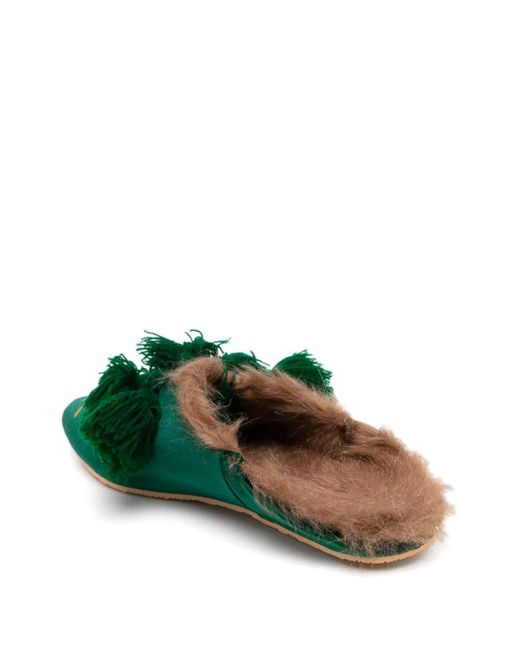 Midorikawa Green Pointed-Toe Slippers