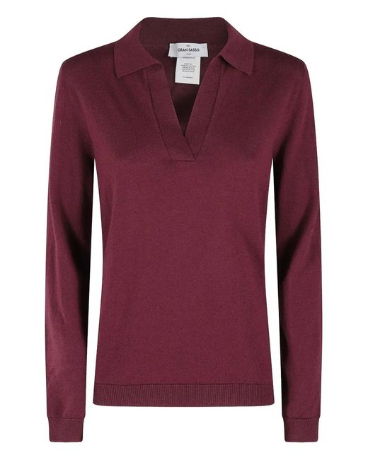 Gran Sasso Red V-Neck Sweater