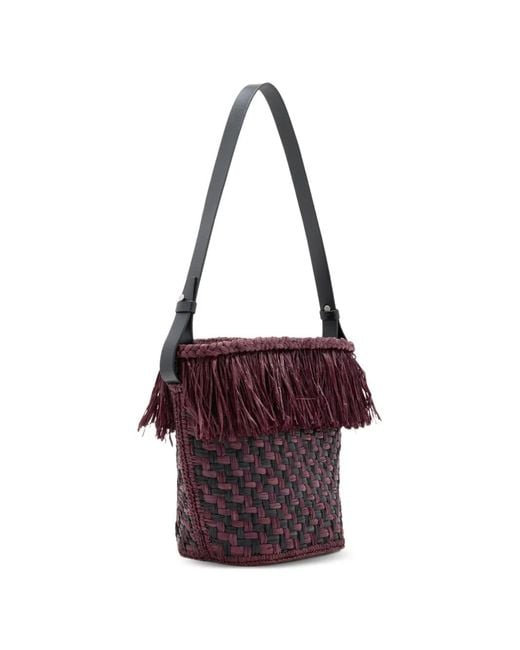 Proenza Schouler Purple Fringe-Trim Woven Bucket Bag