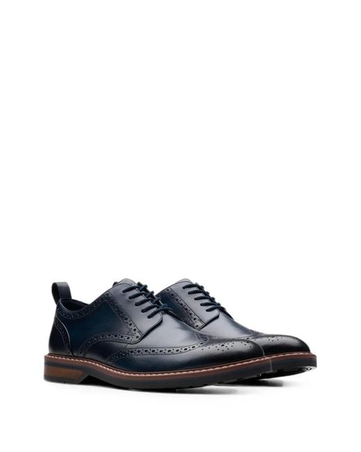 Clarks Blue Aldwin Limit Brogue Shoes for men