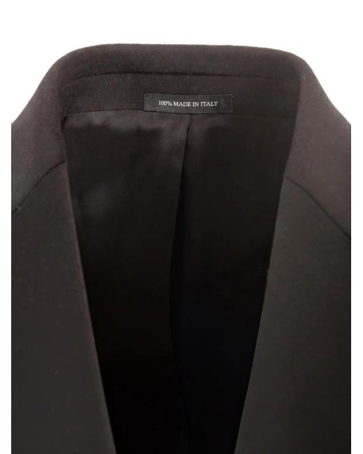 Al Duca D'aosta Black Peak-Lapels Single-Breasted Coat for men