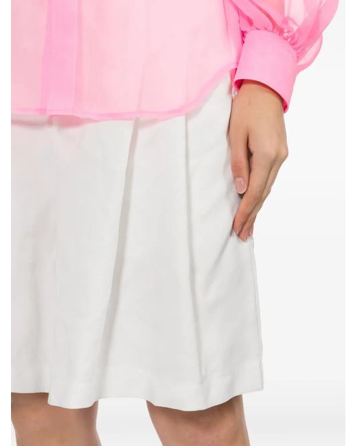 Comme des Garçons White Pleated Shorts
