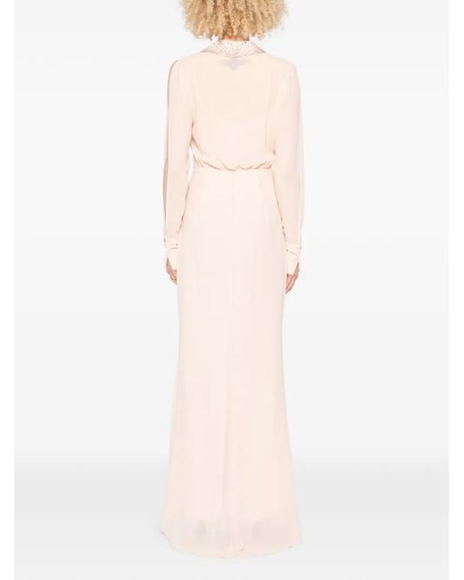 Patrizia Pepe White Crystal-Embellished Maxi Dress