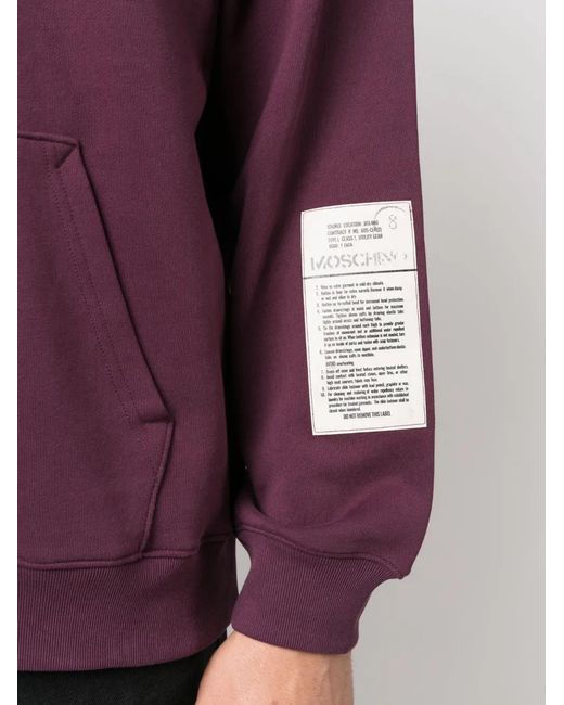 Moschino Purple Logo-Patch Organic Cotton Sweatshirt for men