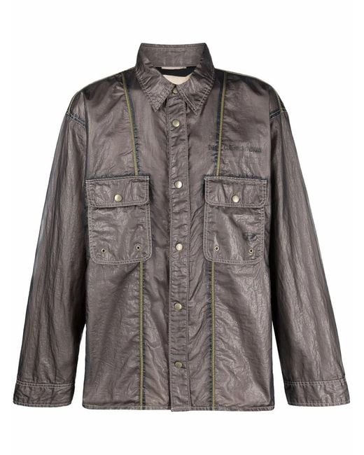 DIESEL Gray Metallic Shirt Jacket for men