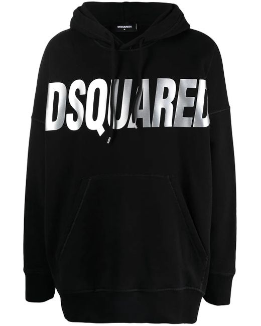 DSquared² Black Logo-Print Hoodie for men