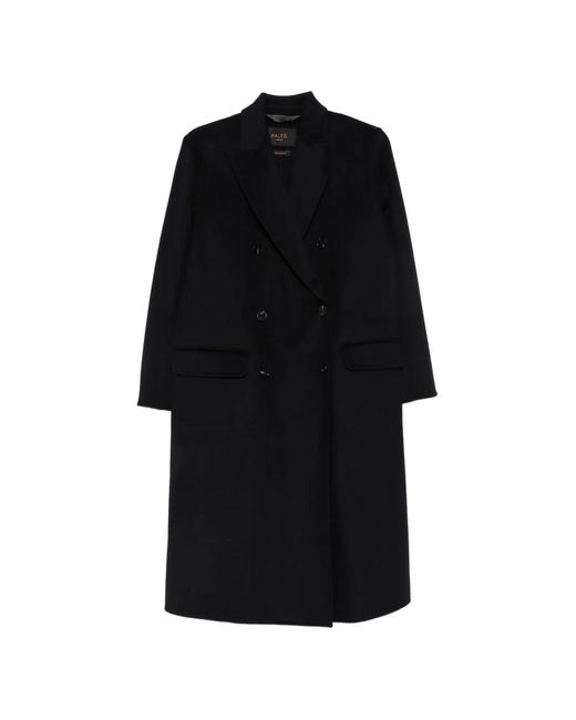 Paltò Black Double-Breasted Coat