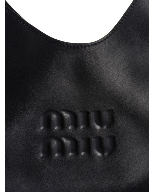 Miu Miu Black Shopper mit Logo-Prägung