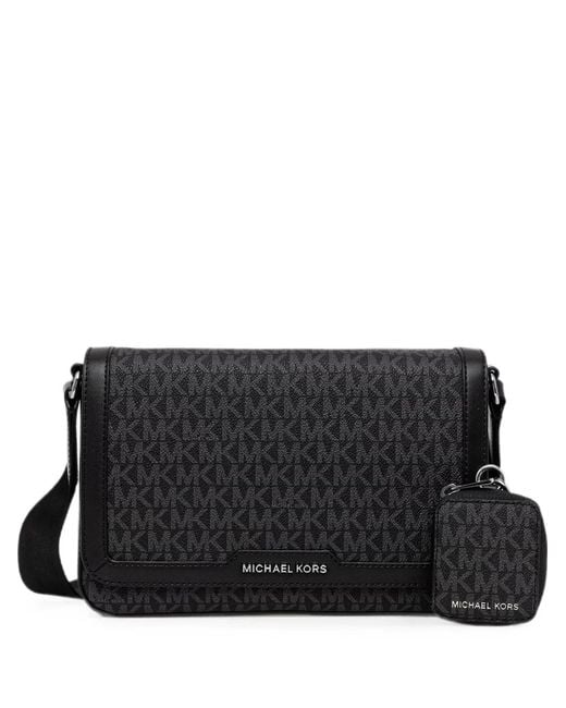 Michael Kors Black Hudson Monogram-Print Messenger Bag for men