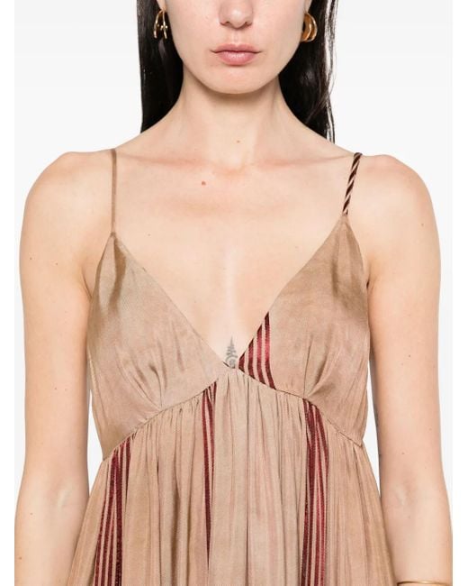 Uma Wang Natural Gestreiftes Maxikleid