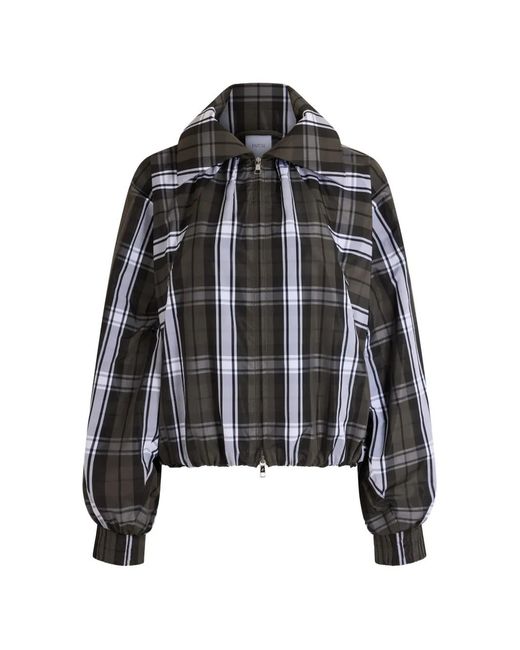 Patou Black Check-Print Long-Sleeve Bomber Jacket