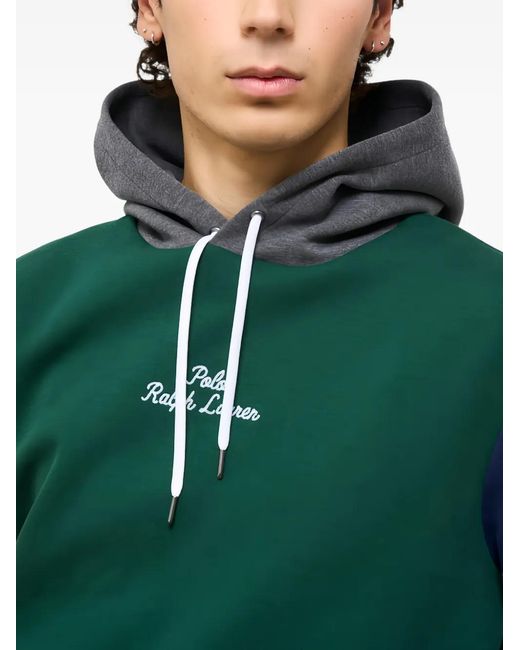 Polo Ralph Lauren Green Colour-Block Logo-Embroidered Hoodie for men