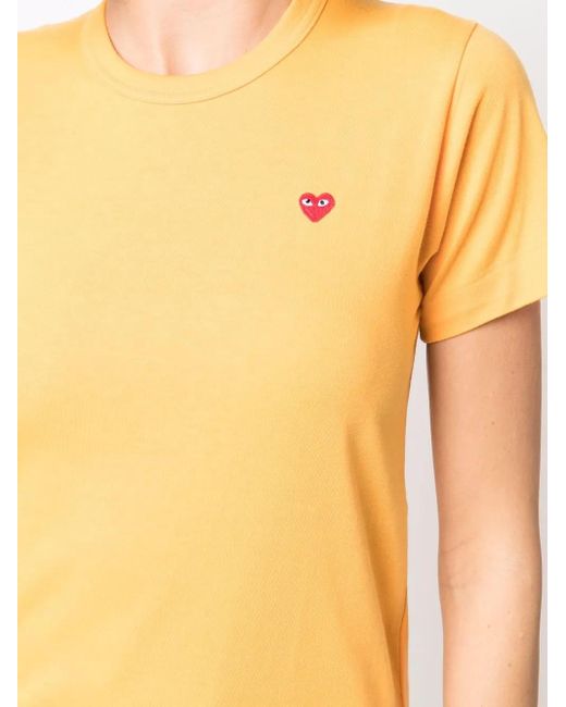 COMME DES GARÇONS PLAY Yellow Cotton Embroidered-Logo T-Shirt