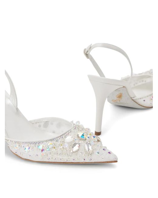 Rene Caovilla White Cinderella 80Mm Leather Pumps