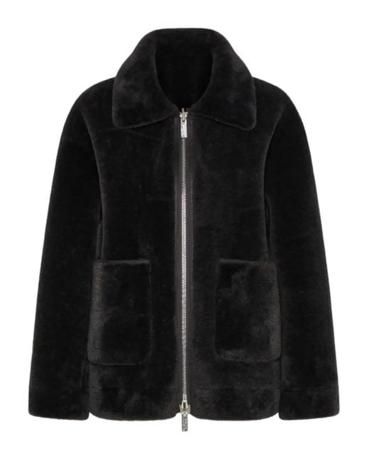 Marella Black Reversible Faux-Fur Coat