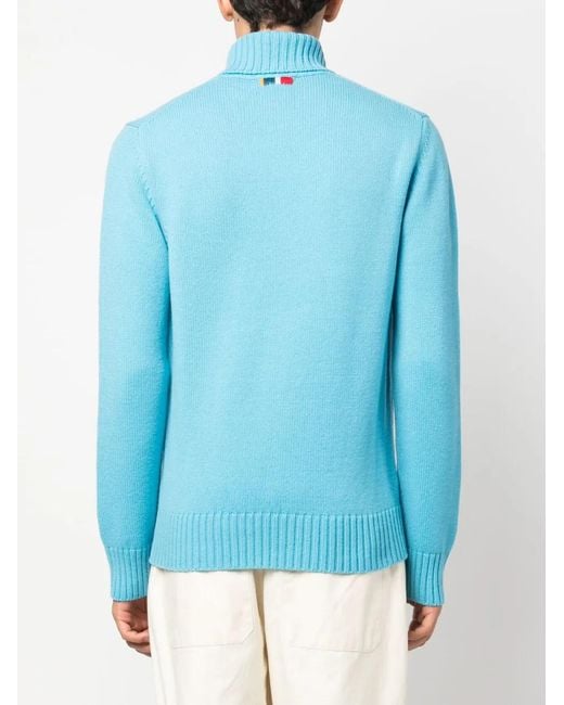 Orlebar Brown Blue Verdon Roll-Neck Jumper for men