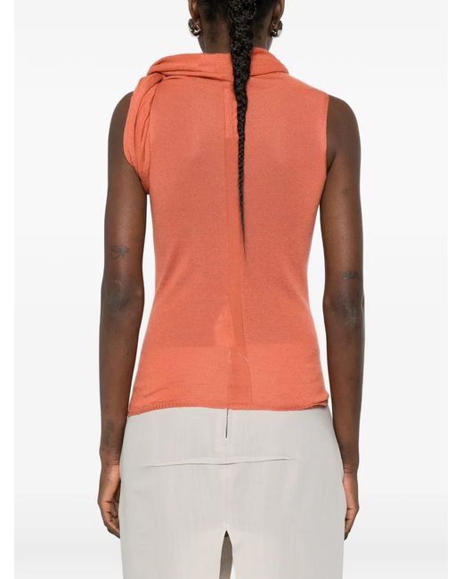 Rick Owens Orange Oberteil mit verdrehtem Detail
