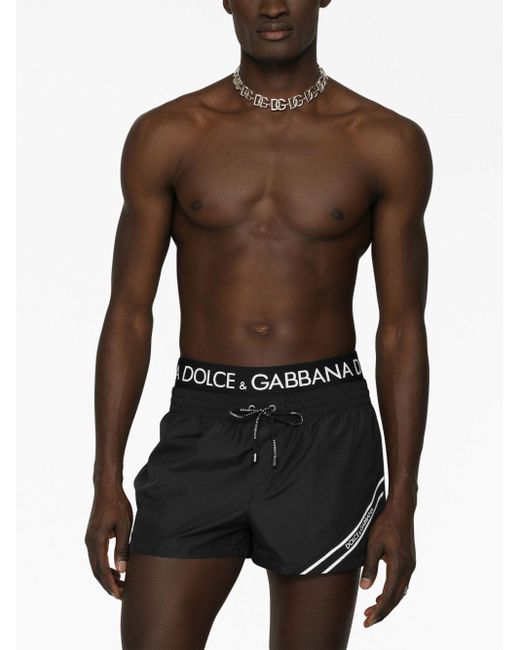 Short de bain à bande logo Dolce & Gabbana pour homme en coloris Black