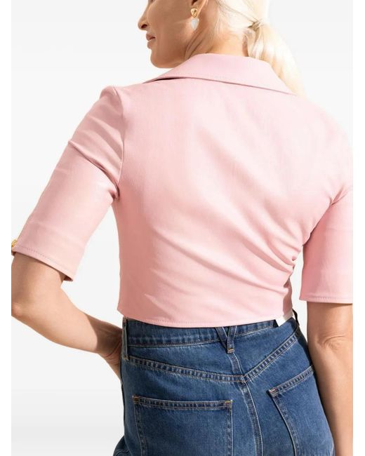 Susan Bender Pink Short-Sleeve Moto Jacket