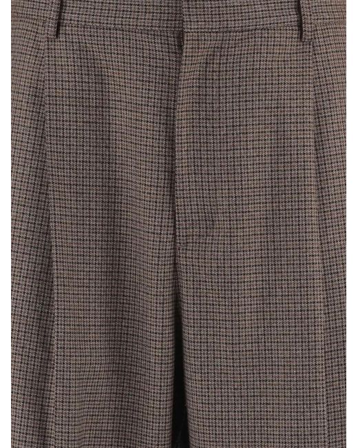 DARKPARK Gray Houndstooth-Pattern Pleated Trousers for men