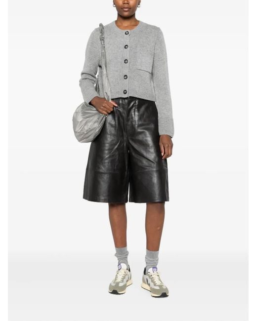 Allude Gray Button-Front Pocketed Cardigan