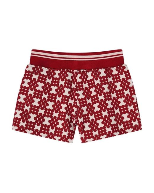 Dries Van Noten Red Ribbed Jacquard Shorts