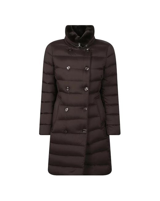 Moorer Brown Quilted Double-Breasted Coat