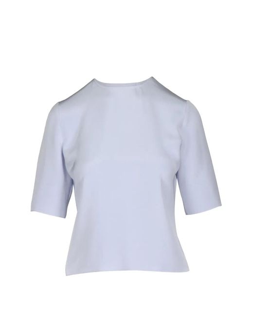 Peter Cohen Blue Silk Round-Neck Blouse