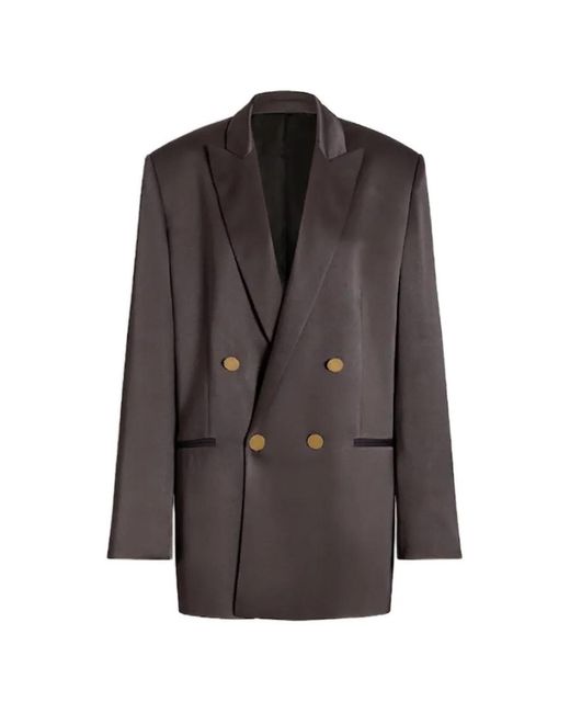 Alberta Ferretti Brown Double-Breasted Peak-Lapel Blazer