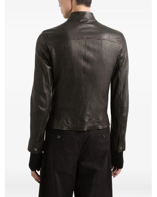 Dolce & Gabbana Black Leather Jacket for men