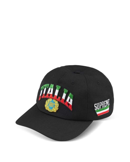 メンズ Supreme Italia 6パネル キャップ Black