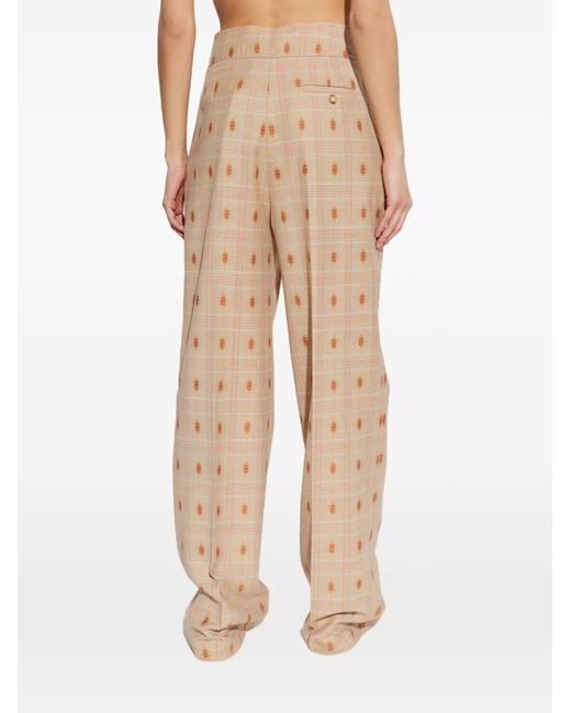 Etro Natural Wool Wide-Leg Trousers