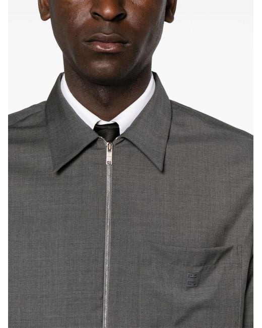 Givenchy Gray Logo-plaque Wool Shirt for men
