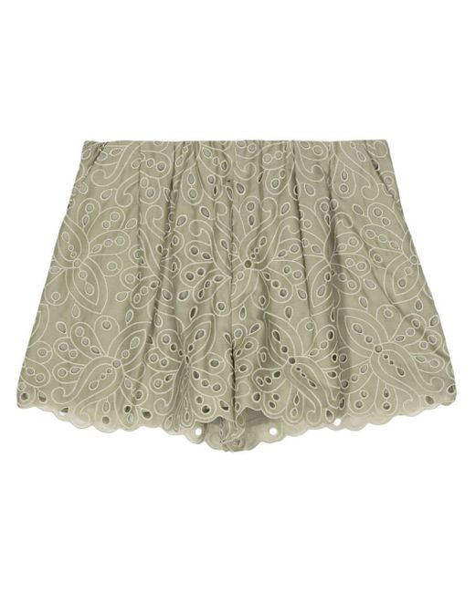 Dice Kayek Broderie Anglaise Cotton Shorts in het Natural
