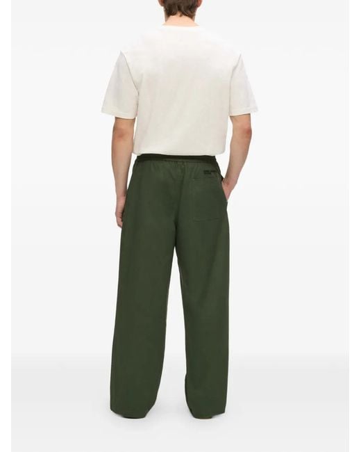 Karl Lagerfeld Green Logo-Embroidered Drawstring Trousers for men