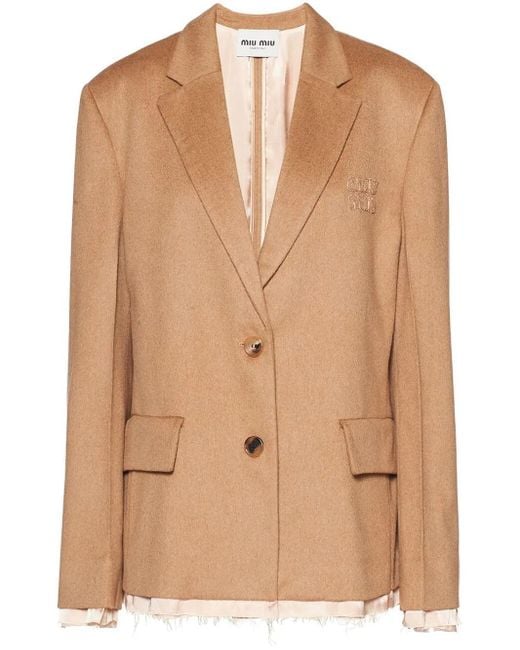 Blazer Frangé À Simple Boutonnage Miu Miu en coloris Natural
