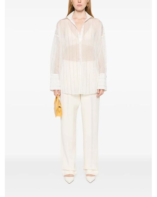 Genny White Striped Blouse