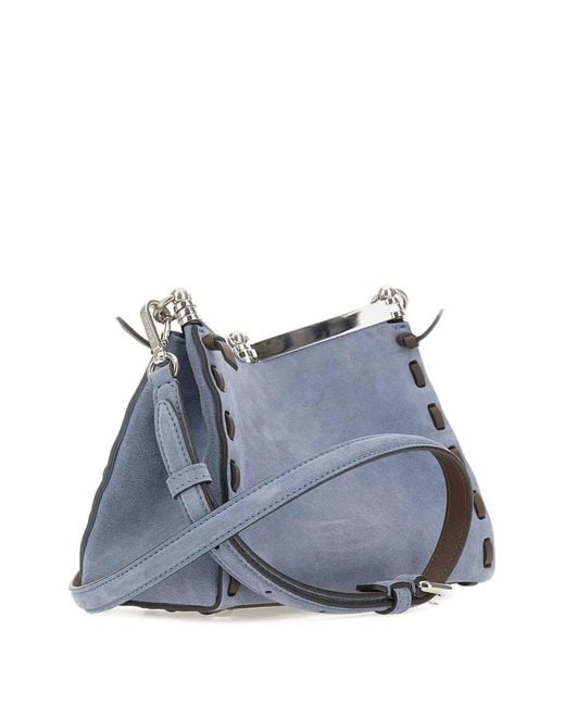 Etro Blue Vela Pegasus-Logo Shoulder Bag