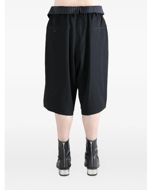 Yohji Yamamoto Gray Striped-Waistband Cropped Trousers for men