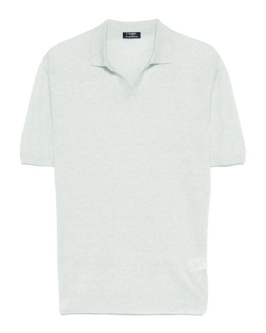 Barba Napoli White Linen T-Shirt for men