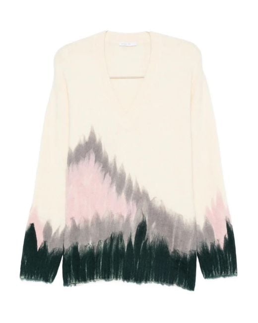 Jersey con motivo y cuello en V Patrizia Pepe de color Natural