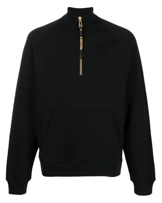 Moschino Black Logo-embellished Zipped-up Sweatshirt for men