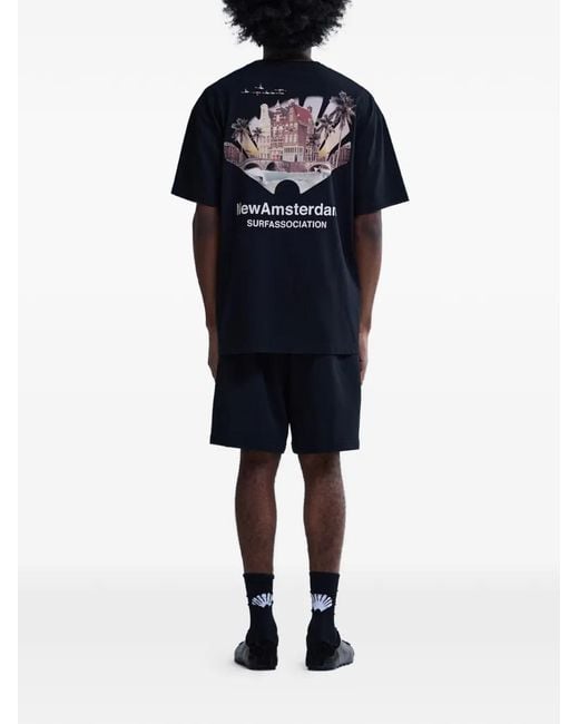 New Amsterdam Black Tropical Print T-Shirt for men