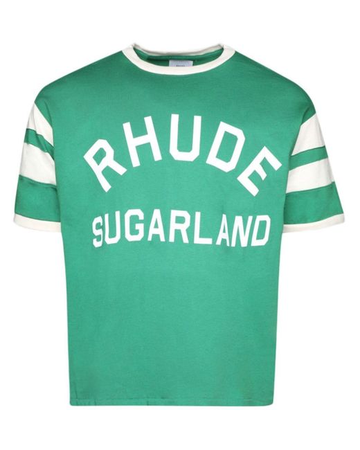 Rhude Green Sugarland Ringer Cotton T-shirt for men