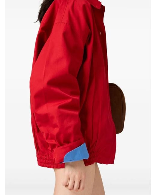 Miu Miu Red Poplin Bomber Jacket