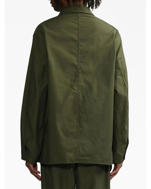 Needles Green Lightweight Cotton Jacket With Button-Up Front for men